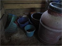 Large Lot-Buckets, Barrels, Cans & Feeders
