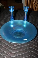 Blue Bowl and Candle Holders