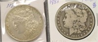 TWO MORGAN SILVER DOLLARS