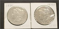 TWO MORGAN SILVER DOLLARS