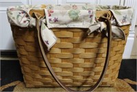 LONGABERGER - HAND MADE BASKET WITH LEATHER