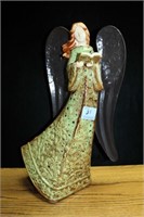 CERAMIC ANGEL WITH TIN WINGS - 16"