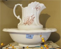 "AVALON" CERAMIC BOWL AND PITCHER HANDLE HAS BEEN