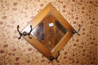 17 1/2" SQUARE OAK - BEVELED GLASS MIRROR WITH