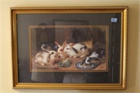"RABBITS" PRINT - FRAMED AND MATTED - 26" X 35"