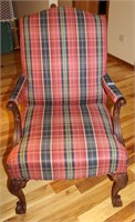 CHIPPENDALE STYLE ARM CHAIR WITH STRIPED