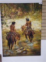 Hand painted Native American painting. Signed