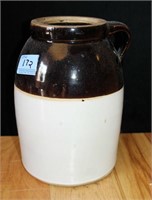 BROWN AND WHITE CROCK - MISSING LID