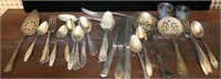 GROUPING: STERLING AND PLATED FLATWARE - ASSORTED