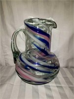 Murano Style Blown Glass Water Pitcher