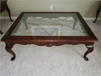 Super large Glass Top Coffee table Beveled Edge