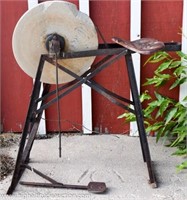 Antique R-W Treadle Pedal Grinding Wheel Yard Art