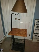 Iron and Wood Magazine Table Lamp