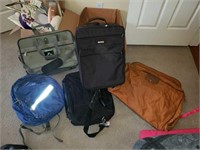Estate lot of suitcases, bookbag and more
