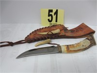 Custom Made Hunting Knife with Handle Carved from