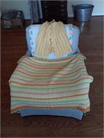 Lot of 3 Crocheted Baby Blankets & Shaw