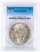 Coin 1927-D Peace Silver Dollar PCGS AU55