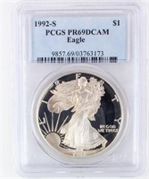 Coin 1992-S Proof Silver Eagle PCGS PR69DCAM