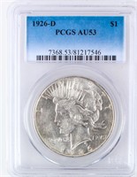Coin 1926-D Peace Silver Dollar PCGS AU53