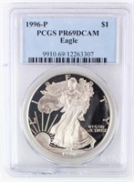 Coin 1996-P Proof Silver Eagle PCGS PR69DCAM