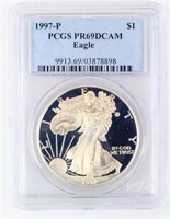 Coin 1997-P Proof Silver Eagle PCGS PR69DCAM