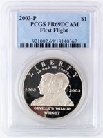 Coin First Flight Silver Dollar Proof PCGS PR69
