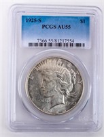 Coin 1925-S Peace Silver Dollar PCGS AU55