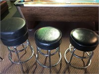 3- bar stools w/ chrome legs, black seats