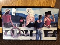 Coors framed poster, cracked glass 23" x 40"