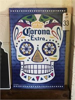 Corona sugar skull advertising tin 16" x 24"