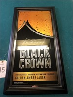 Budweiser Black Crown advertising mirror 16" x 30"