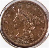 Coin 1853 United States 1/2 Cent Graded XF+