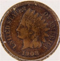 Coin 1908-S Indian Head Cent Key Date! Fine