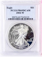 Coin 2004-W American Silver Eagle PCGS PR69DCAM