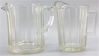 (2) Clear Glass Ribbed Water/ Juice Pitchers