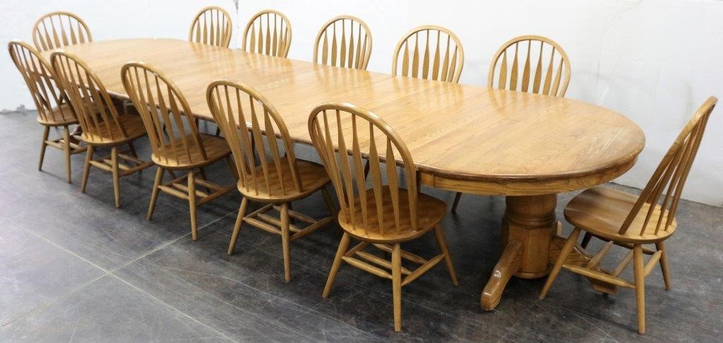 Extra Long Heavy Oak Farmhouse Table, Farmhouse Table Seats 12