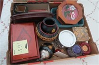 BOX LOT OF JEWELRY BOXES AND MISC