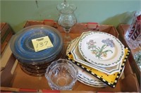 BOX LOT OF PLATES AND LEADED CRYSTAL MISC