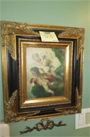 GOLD FRAMED CHERUB OIL ON CANVAS