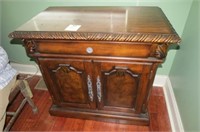 SOLID WOOD CARVED NIGHT STAND WITH PULL OUT