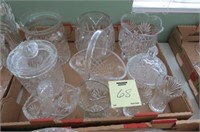 BOX LOT OF CRTYSTAL BASKETS AND MISC