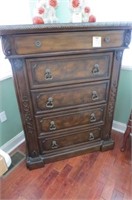 SOLID WOOD 5 DRAWER CARVED HIGH BOY CHEST