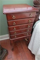 CHERRY 4 DRAWER JEWELRY CABINET QUEEN ANN LEGS