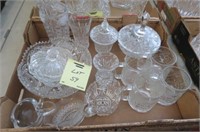 BOX LOT OF CANDY DISHERS VASE AND MISC