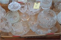 BOX LOT OF CRYSTAL CANDY DISHES AND MISC