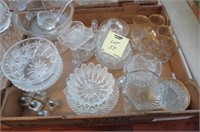 BOX LOT CLEAR GLASS COMPOTES S&P MISC
