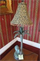 DECORATIVE CAMEL LAMP WITH PALM TREE WOOD BASE