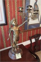 BRONZE LIKE CHERUB STATUE WITH CANDLE HOLDER