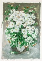 TOMARA  Artist Signed Oil on Board Flower Theme