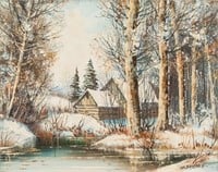 C.H.BAJEAUX Canadian Oil on Canvas Landscape